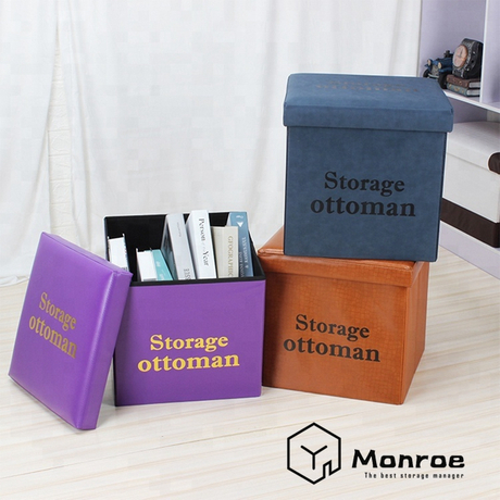 Otomana cuadrada de cuero plegable para sala de estar de alta calidad