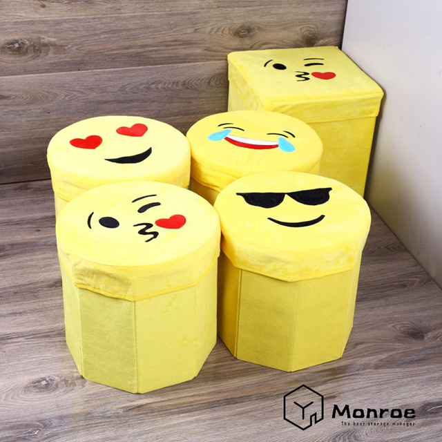 Taburete plegable de franela Emoji - Comprar otomana de almacenamiento