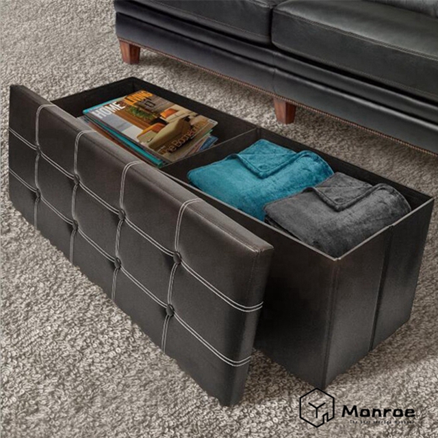 Banco de otomana de almacenamiento plegable de 43 pulgadas con tapa