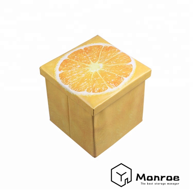 Taburete de almacenamiento de otomana de impresión de fruta de alta